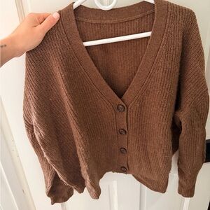 Jenni Kayne Chocolate Brown cropped cocoon Cardigan